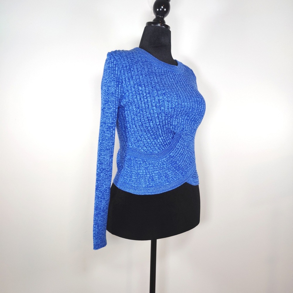 MINKPINK Marled Wrap Knit Sweater Blue 100% Cotton Long Sleeve Large Y2K Style